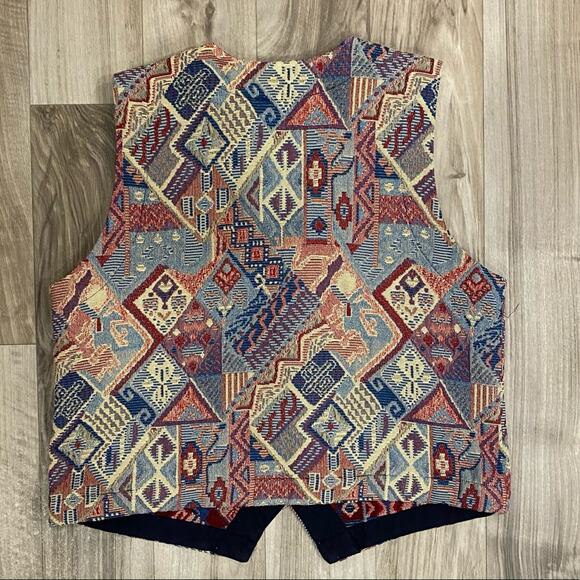 Norm Thompson Women’s L Tapestry Weave MOP Button Front Vest PRISTINE! - Picture 2 of 5